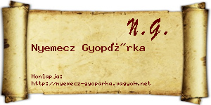 Nyemecz Gyopárka névjegykártya